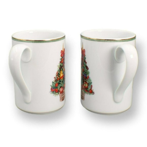 Dansk Nordic Holiday Ceramic Coffee Mugs/Cups Christmas Tree With Fruit Set - Picture 3 of 5